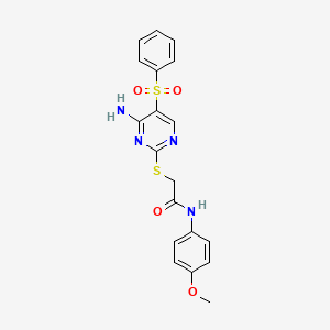 molecular formula C19H18N4O4S2 B6495595 2-{[4-amino-5-(benzenesulfonyl)pyrimidin-2-yl]sulfanyl}-N-(4-methoxyphenyl)acetamide CAS No. 894947-70-7