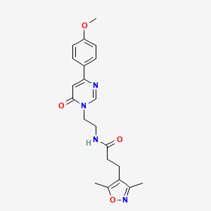 molecular formula C21H24N4O4 B6495596 3-(3,5-dimethyl-1,2-oxazol-4-yl)-N-{2-[4-(4-methoxyphenyl)-6-oxo-1,6-dihydropyrimidin-1-yl]ethyl}propanamide CAS No. 1351654-34-6