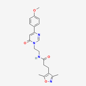 molecular formula C21H24N4O4 B6495596 4-Isoxazolepropanamide, N-[2-[4-(4-methoxyphenyl)-6-oxo-1(6H)-pyrimidinyl]ethyl]-3,5-dimethyl- CAS No. 1351654-34-6