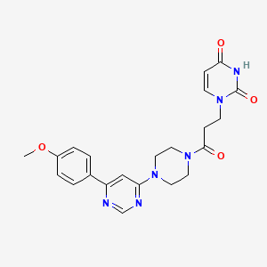 molecular formula C22H24N6O4 B6495633 1-(3-{4-[6-(4-methoxyphenyl)pyrimidin-4-yl]piperazin-1-yl}-3-oxopropyl)-1,2,3,4-tetrahydropyrimidine-2,4-dione CAS No. 1351633-01-6