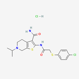 molecular formula C19H23Cl2N3O2S2 B6495646 2-{2-[(4-chlorophenyl)sulfanyl]acetamido}-6-(propan-2-yl)-4H,5H,6H,7H-thieno[2,3-c]pyridine-3-carboxamide hydrochloride CAS No. 1329875-69-5