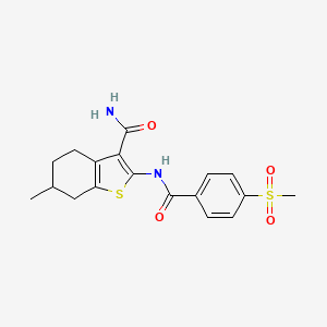 molecular formula C18H20N2O4S2 B6495671 2-(4-methanesulfonylbenzamido)-6-methyl-4,5,6,7-tetrahydro-1-benzothiophene-3-carboxamide CAS No. 896342-14-6