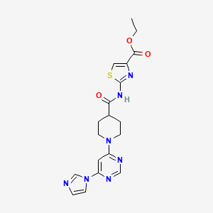 molecular formula C19H21N7O3S B6495690 ethyl 2-{1-[6-(1H-imidazol-1-yl)pyrimidin-4-yl]piperidine-4-amido}-1,3-thiazole-4-carboxylate CAS No. 1351658-81-5