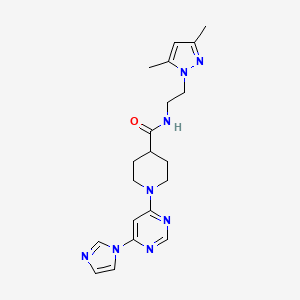 molecular formula C20H26N8O B6495698 N-[2-(3,5-dimethyl-1H-pyrazol-1-yl)ethyl]-1-[6-(1H-imidazol-1-yl)pyrimidin-4-yl]piperidine-4-carboxamide CAS No. 1351590-49-2