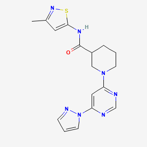 molecular formula C17H19N7OS B6495700 N-(3-methyl-1,2-thiazol-5-yl)-1-[6-(1H-pyrazol-1-yl)pyrimidin-4-yl]piperidine-3-carboxamide CAS No. 1351614-78-2