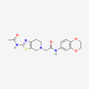 molecular formula C18H20N4O4S B6495715 N-(2,3-dihydro-1,4-benzodioxin-6-yl)-2-{2-acetamido-4H,5H,6H,7H-[1,3]thiazolo[5,4-c]pyridin-5-yl}acetamide CAS No. 1351621-19-6