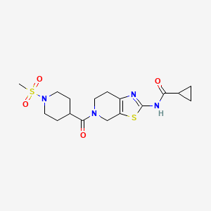 molecular formula C17H24N4O4S2 B6495726 N-[5-(1-methanesulfonylpiperidine-4-carbonyl)-4H,5H,6H,7H-[1,3]thiazolo[5,4-c]pyridin-2-yl]cyclopropanecarboxamide CAS No. 1351620-48-8