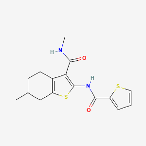 molecular formula C16H18N2O2S2 B6495738 N,6-dimethyl-2-(thiophene-2-amido)-4,5,6,7-tetrahydro-1-benzothiophene-3-carboxamide CAS No. 892977-21-8