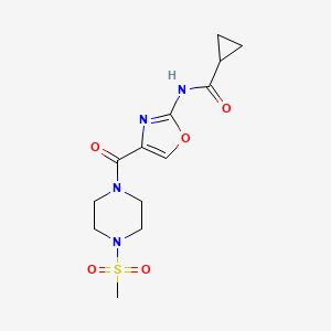 molecular formula C13H18N4O5S B6495752 N-[4-(4-methanesulfonylpiperazine-1-carbonyl)-1,3-oxazol-2-yl]cyclopropanecarboxamide CAS No. 1351591-77-9