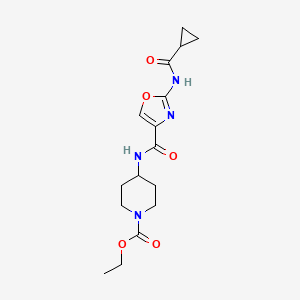 molecular formula C16H22N4O5 B6495754 ethyl 4-(2-cyclopropaneamido-1,3-oxazole-4-amido)piperidine-1-carboxylate CAS No. 1351657-80-1