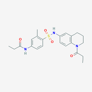 molecular formula C22H27N3O4S B6495777 N-{3-methyl-4-[(1-propanoyl-1,2,3,4-tetrahydroquinolin-6-yl)sulfamoyl]phenyl}propanamide CAS No. 941900-25-0