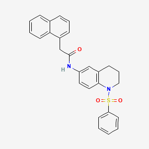 molecular formula C27H24N2O3S B6495784 N-[1-(benzenesulfonyl)-1,2,3,4-tetrahydroquinolin-6-yl]-2-(naphthalen-1-yl)acetamide CAS No. 955535-37-2