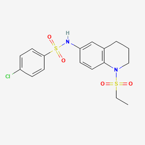 molecular formula C17H19ClN2O4S2 B6495815 4-chloro-N-[1-(ethanesulfonyl)-1,2,3,4-tetrahydroquinolin-6-yl]benzene-1-sulfonamide CAS No. 941900-39-6