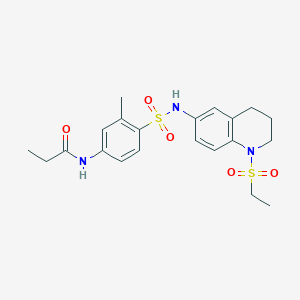 molecular formula C21H27N3O5S2 B6495819 N-(4-{[1-(ethanesulfonyl)-1,2,3,4-tetrahydroquinolin-6-yl]sulfamoyl}-3-methylphenyl)propanamide CAS No. 941986-73-8