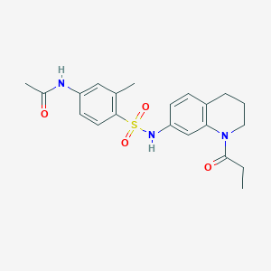 molecular formula C21H25N3O4S B6495843 N-{3-methyl-4-[(1-propanoyl-1,2,3,4-tetrahydroquinolin-7-yl)sulfamoyl]phenyl}acetamide CAS No. 941950-26-1