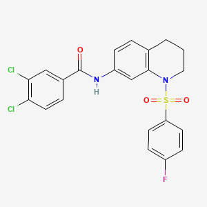 molecular formula C22H17Cl2FN2O3S B6495852 3,4-dichloro-N-[1-(4-fluorobenzenesulfonyl)-1,2,3,4-tetrahydroquinolin-7-yl]benzamide CAS No. 955792-30-0