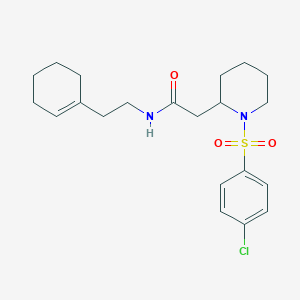 molecular formula C21H29ClN2O3S B6495927 2-[1-(4-chlorobenzenesulfonyl)piperidin-2-yl]-N-[2-(cyclohex-1-en-1-yl)ethyl]acetamide CAS No. 941904-73-0