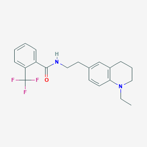 molecular formula C21H23F3N2O B6496007 N-[2-(1-ethyl-1,2,3,4-tetrahydroquinolin-6-yl)ethyl]-2-(trifluoromethyl)benzamide CAS No. 955791-85-2