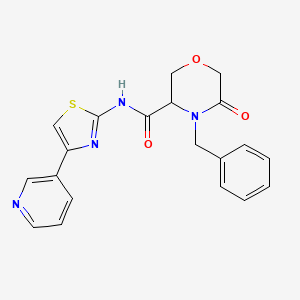 molecular formula C20H18N4O3S B6496066 4-benzyl-5-oxo-N-[4-(pyridin-3-yl)-1,3-thiazol-2-yl]morpholine-3-carboxamide CAS No. 1351582-01-8