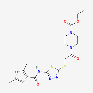 ethyl 4-(2-{[5-(2,5-dimethylfuran-3-amido)-1,3,4-thiadiazol-2-yl]sulfanyl}acetyl)piperazine-1-carboxylate
