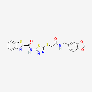 N-{5-[({[(2H-1,3-benzodioxol-5-yl)methyl]carbamoyl}methyl)sulfanyl]-1,3,4-thiadiazol-2-yl}-1,3-benzothiazole-2-carboxamide