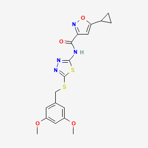molecular formula C18H18N4O4S2 B6496268 5-cyclopropyl-N-(5-{[(3,5-dimethoxyphenyl)methyl]sulfanyl}-1,3,4-thiadiazol-2-yl)-1,2-oxazole-3-carboxamide CAS No. 1351613-95-0