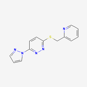 molecular formula C13H11N5S B6496269 3-(1H-pyrazol-1-yl)-6-{[(pyridin-2-yl)methyl]sulfanyl}pyridazine CAS No. 1351591-12-2