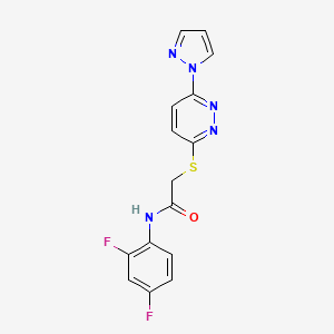 molecular formula C15H11F2N5OS B6496274 N-(2,4-difluorophenyl)-2-{[6-(1H-pyrazol-1-yl)pyridazin-3-yl]sulfanyl}acetamide CAS No. 1351588-49-2