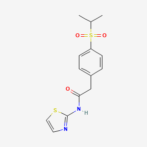 molecular formula C14H16N2O3S2 B6496287 2-[4-(propane-2-sulfonyl)phenyl]-N-(1,3-thiazol-2-yl)acetamide CAS No. 955538-79-1