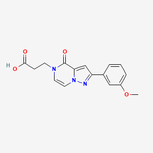molecular formula C16H15N3O4 B6496290 3-[2-(3-methoxyphenyl)-4-oxo-4H,5H-pyrazolo[1,5-a]pyrazin-5-yl]propanoic acid CAS No. 1338671-64-9