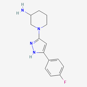 molecular formula C14H17FN4 B6496298 1-[3-(4-fluorophenyl)-1H-pyrazol-5-yl]piperidin-3-amine CAS No. 2307941-35-9