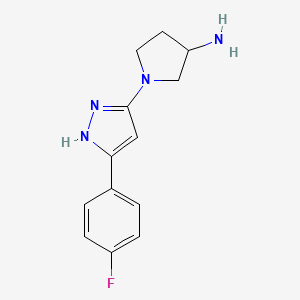 molecular formula C13H15FN4 B6496300 1-[5-(4-fluorophenyl)-1H-pyrazol-3-yl]pyrrolidin-3-amine CAS No. 2548979-87-7