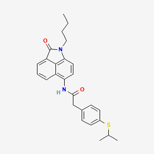 N-{2-butyl-3-oxo-2-azatricyclo[6.3.1.0^{4,12}]dodeca-1(11),4,6,8(12),9-pentaen-9-yl}-2-[4-(propan-2-ylsulfanyl)phenyl]acetamide