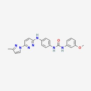molecular formula C22H21N7O2 B6496363 3-(3-methoxyphenyl)-1-(4-{[6-(3-methyl-1H-pyrazol-1-yl)pyridazin-3-yl]amino}phenyl)urea CAS No. 1013836-11-7