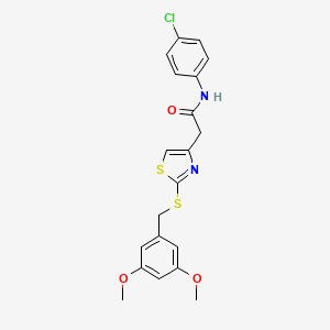 molecular formula C20H19ClN2O3S2 B6496394 N-(4-chlorophenyl)-2-(2-{[(3,5-dimethoxyphenyl)methyl]sulfanyl}-1,3-thiazol-4-yl)acetamide CAS No. 941922-41-4