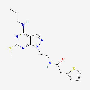 molecular formula C17H22N6OS2 B6496401 N-{2-[6-(methylsulfanyl)-4-(propylamino)-1H-pyrazolo[3,4-d]pyrimidin-1-yl]ethyl}-2-(thiophen-2-yl)acetamide CAS No. 941896-27-1