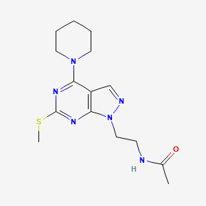 molecular formula C15H22N6OS B6496408 N-{2-[6-(methylsulfanyl)-4-(piperidin-1-yl)-1H-pyrazolo[3,4-d]pyrimidin-1-yl]ethyl}acetamide CAS No. 941942-00-3