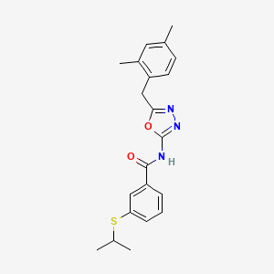 N-{5-[(2,4-dimethylphenyl)methyl]-1,3,4-oxadiazol-2-yl}-3-(propan-2-ylsulfanyl)benzamide