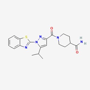 molecular formula C20H23N5O2S B6496460 1-[1-(1,3-benzothiazol-2-yl)-5-(propan-2-yl)-1H-pyrazole-3-carbonyl]piperidine-4-carboxamide CAS No. 1013804-90-4