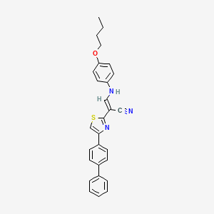 (2E)-2-(4-{[1,1'-biphenyl]-4-yl}-1,3-thiazol-2-yl)-3-[(4-butoxyphenyl)amino]prop-2-enenitrile