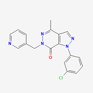 molecular formula C18H14ClN5O B6496501 1-(3-chlorophenyl)-4-methyl-6-[(pyridin-3-yl)methyl]-1H,6H,7H-pyrazolo[3,4-d]pyridazin-7-one CAS No. 955802-45-6