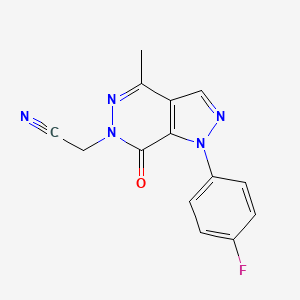 molecular formula C14H10FN5O B6496507 2-[1-(4-fluorophenyl)-4-methyl-7-oxo-1H,6H,7H-pyrazolo[3,4-d]pyridazin-6-yl]acetonitrile CAS No. 955851-30-6