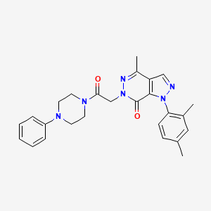 molecular formula C26H28N6O2 B6496511 1-(2,4-dimethylphenyl)-4-methyl-6-[2-oxo-2-(4-phenylpiperazin-1-yl)ethyl]-1H,6H,7H-pyrazolo[3,4-d]pyridazin-7-one CAS No. 955854-56-5