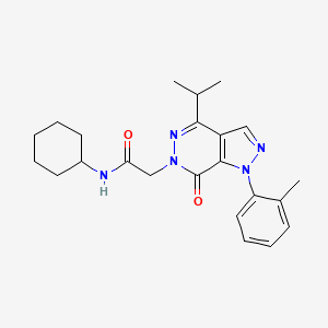 molecular formula C23H29N5O2 B6496529 N-cyclohexyl-2-[1-(2-methylphenyl)-7-oxo-4-(propan-2-yl)-1H,6H,7H-pyrazolo[3,4-d]pyridazin-6-yl]acetamide CAS No. 946379-37-9
