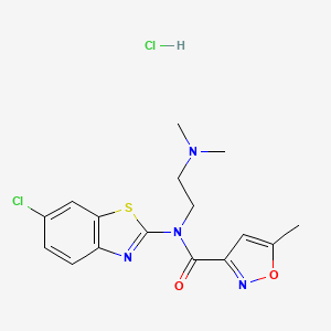 molecular formula C16H18Cl2N4O2S B6496571 N-(6-chloro-1,3-benzothiazol-2-yl)-N-[2-(dimethylamino)ethyl]-5-methyl-1,2-oxazole-3-carboxamide hydrochloride CAS No. 1330301-43-3