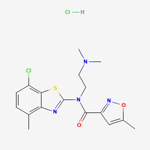 molecular formula C17H20Cl2N4O2S B6496581 N-(7-chloro-4-methyl-1,3-benzothiazol-2-yl)-N-[2-(dimethylamino)ethyl]-5-methyl-1,2-oxazole-3-carboxamide hydrochloride CAS No. 1215347-47-9