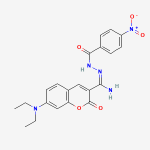 molecular formula C21H21N5O5 B6496599 N'-[(1E)-amino[7-(diethylamino)-2-oxo-2H-chromen-3-yl]methylidene]-4-nitrobenzohydrazide CAS No. 319491-47-9