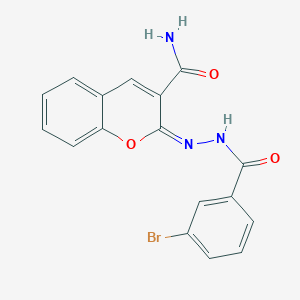 (2E)-2-{[(3-bromophenyl)formamido]imino}-2H-chromene-3-carboxamide
