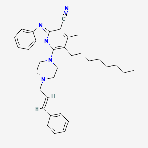 molecular formula C34H41N5 B6496621 11-methyl-12-octyl-13-{4-[(2E)-3-phenylprop-2-en-1-yl]piperazin-1-yl}-1,8-diazatricyclo[7.4.0.0^{2,7}]trideca-2(7),3,5,8,10,12-hexaene-10-carbonitrile CAS No. 305335-38-0