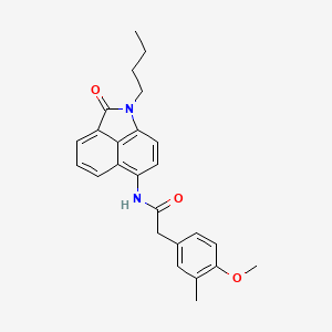 molecular formula C25H26N2O3 B6496635 N-{2-butyl-3-oxo-2-azatricyclo[6.3.1.0^{4,12}]dodeca-1(11),4,6,8(12),9-pentaen-9-yl}-2-(4-methoxy-3-methylphenyl)acetamide CAS No. 955808-70-5